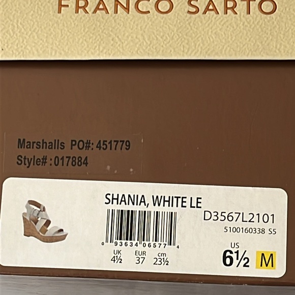 Franco sarto Franco Sarto Shania leather Platform Cork White Sandals Size 6 1/2 - Picture 5 of 5